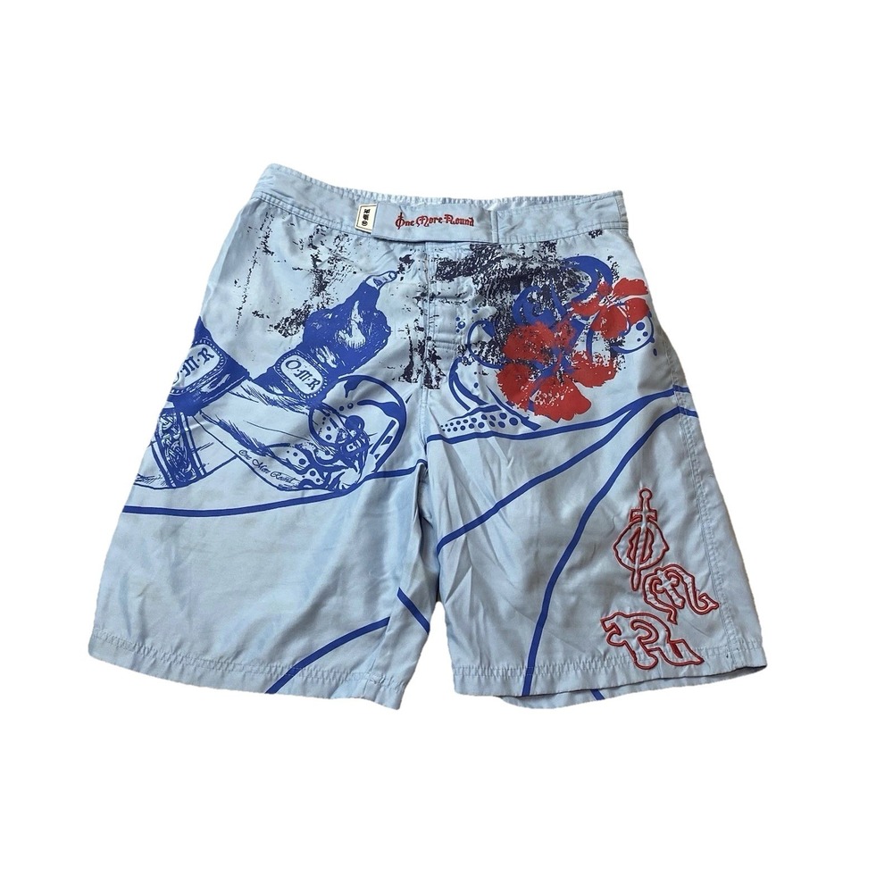 OMR One More Round Shorts Men's Size 36 Blue Red MMA Fight Boxing Short Y2k